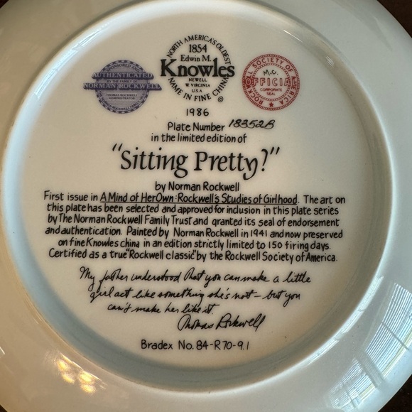 NORMAN “SITTING PRETTY?” PLATE 1986 KNOWLES CHINA - Picture 3 of 10